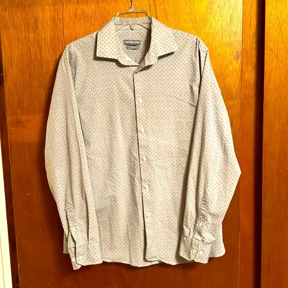 Geoffrey Beene Mens Dress Shirt, Large, Gray, Dotted Diamond Pattern - Picture 5 of 5